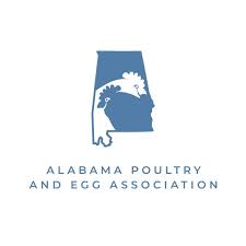 Alabama Poultry and Egg Association Logo: A blue Mississippi with two chicken heads overlapping in the center. The company name is below.