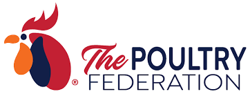 The Poultry Federation logo. "The" is in red cursive letters, "POULTRY" is in bold black letters, and "FEDERATION is in narrow black letters underneath. A minimal drawing of a rooster head is to the left side of the words.