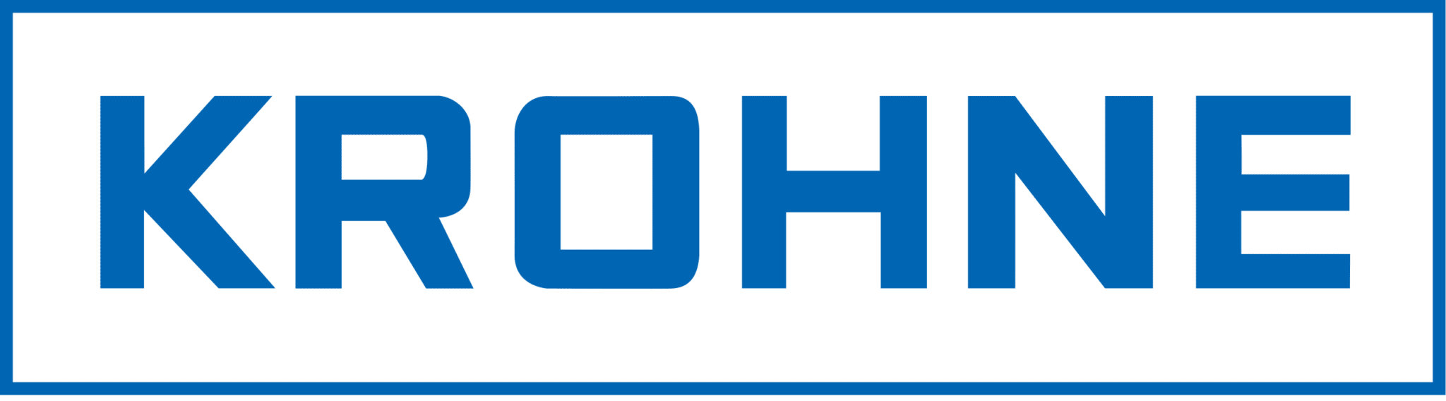 Krohne logo in blue letters surrounded by a blue line rectangle.