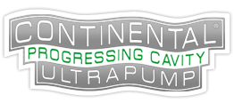 Continental Progressing Cavity Ultra Pump logo. "Continental Ultrapump" is in white letters and the rest are in green. The font is in a wavy font that makes it look like the words are moving.
